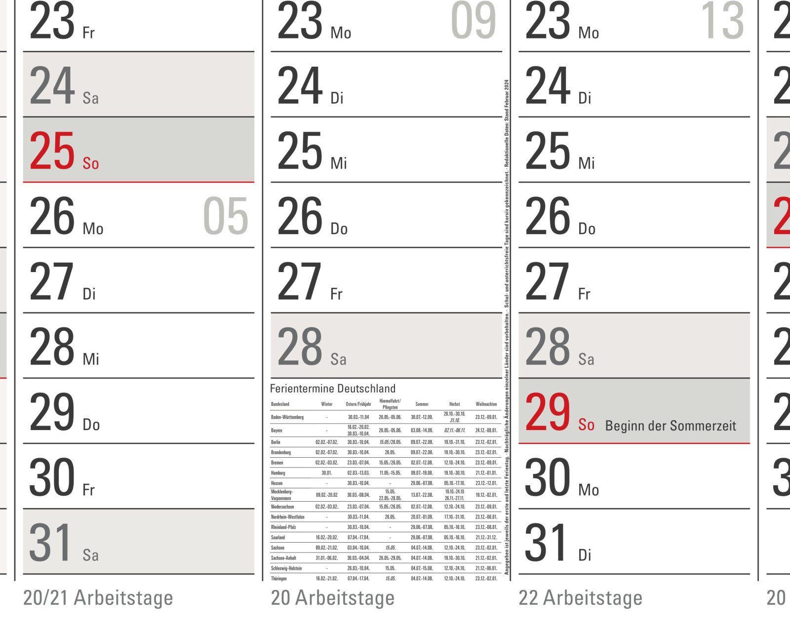 XXL Jahresplaner 2026 Plakatkalender 96x68cm mit Angabe der monatlichen Arbeitstage