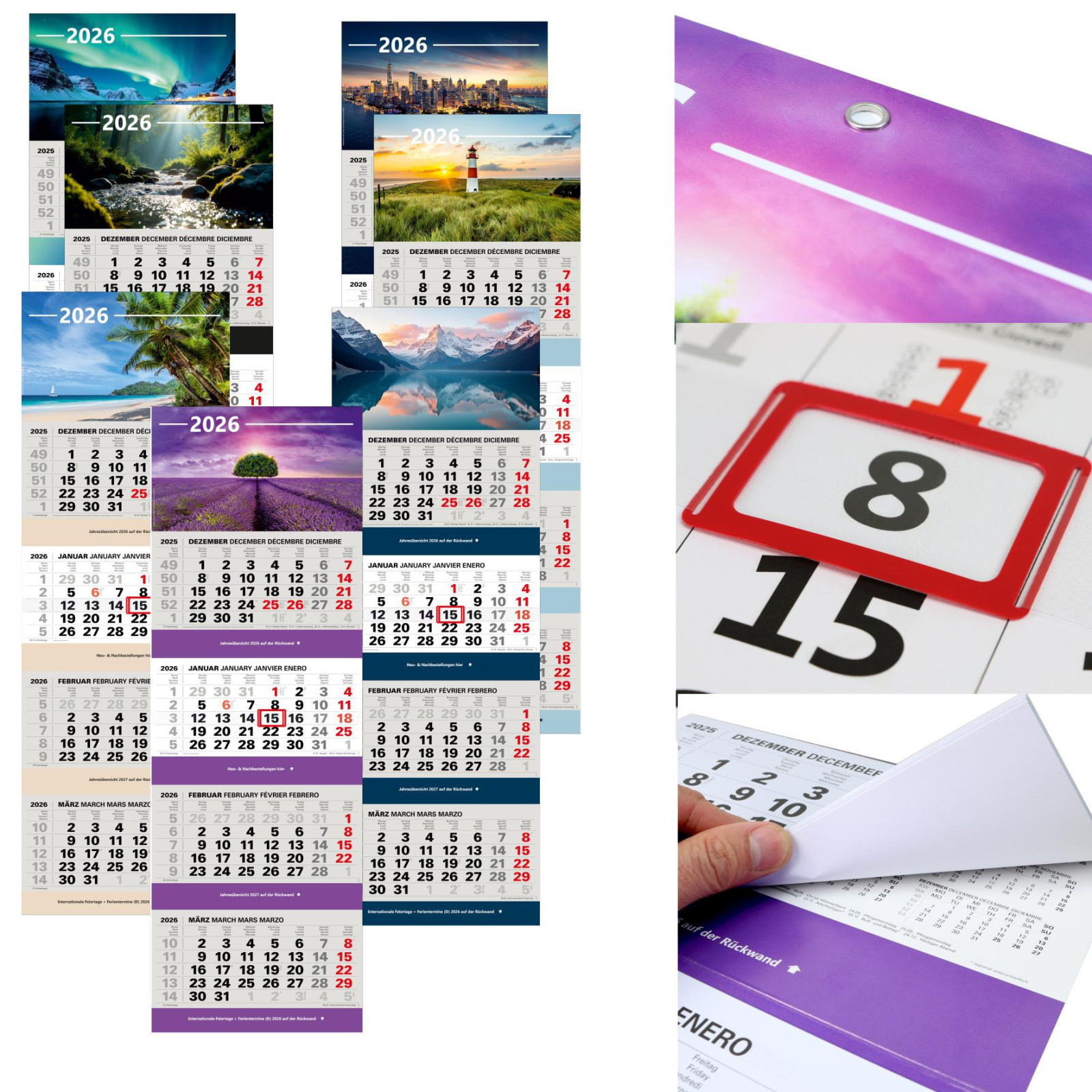 Kombi 4-Monatskalender 2026 Wandkalender mit verschiedenen Bildern zur Auswahl