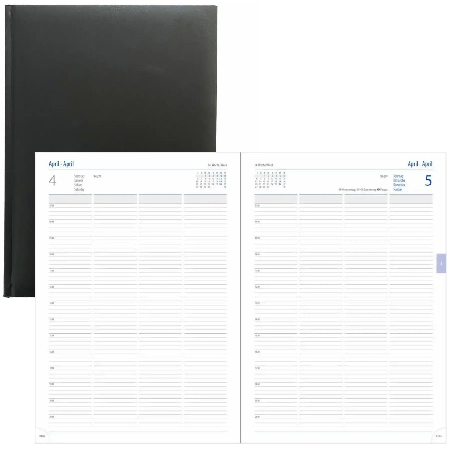 XXL Buchkalender 2026 - A4 Terminplaner 1 Tag/Seite mit wattiertem Hardcover- Einband