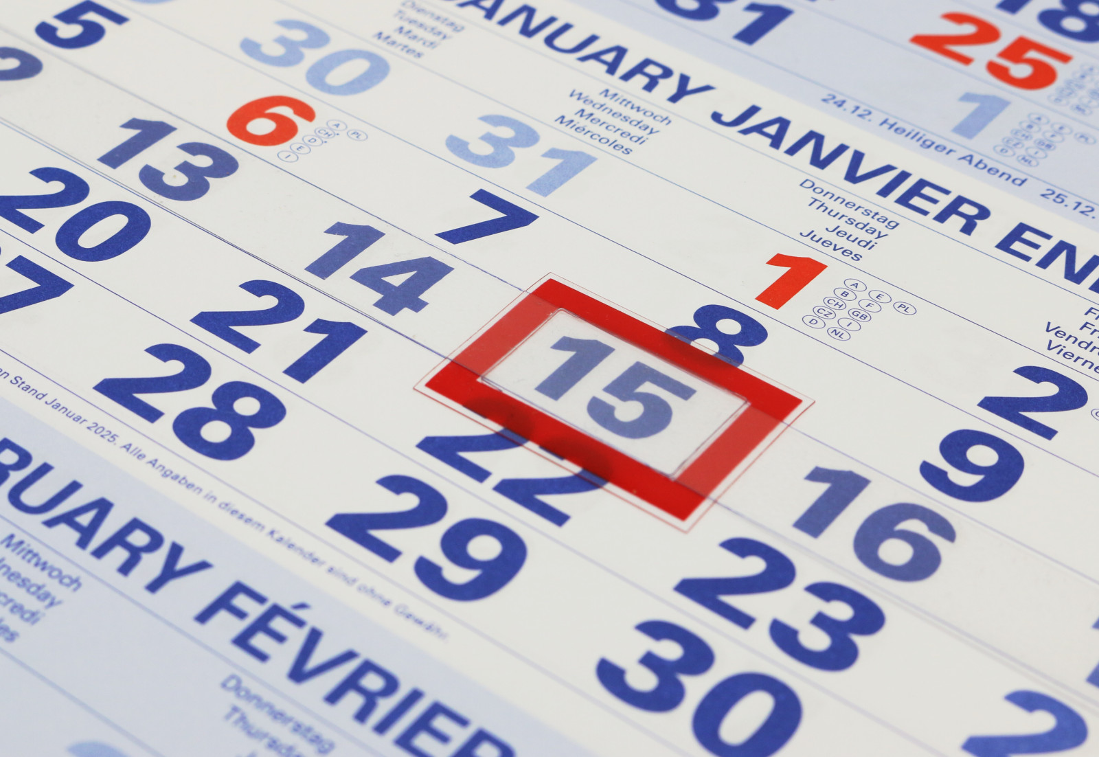 Der blaue 4-Monatskalender Kompakt 2026  mit Datumsschieber