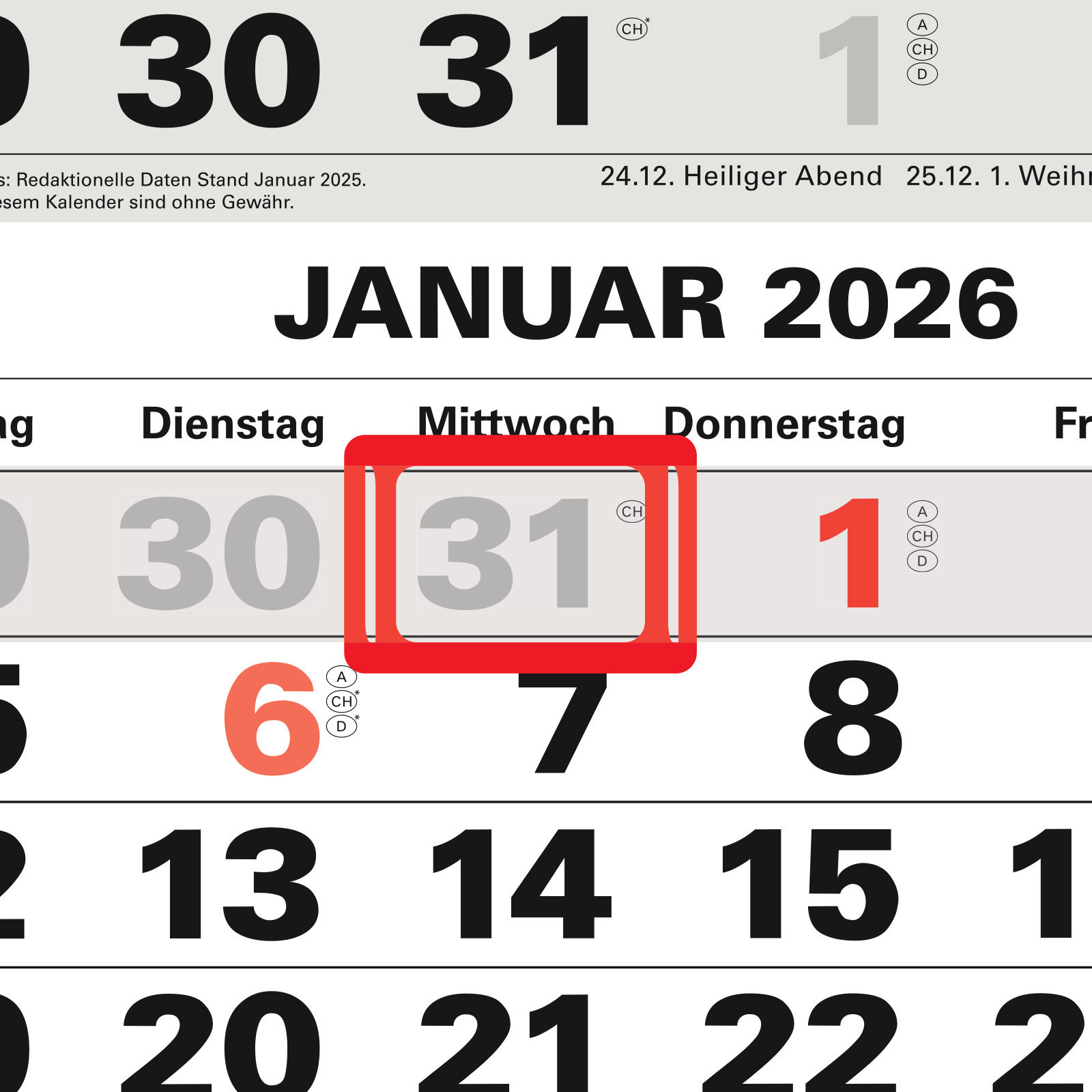 3-Monatskalender 2026 klein 450x235mm mit Datumsschieber