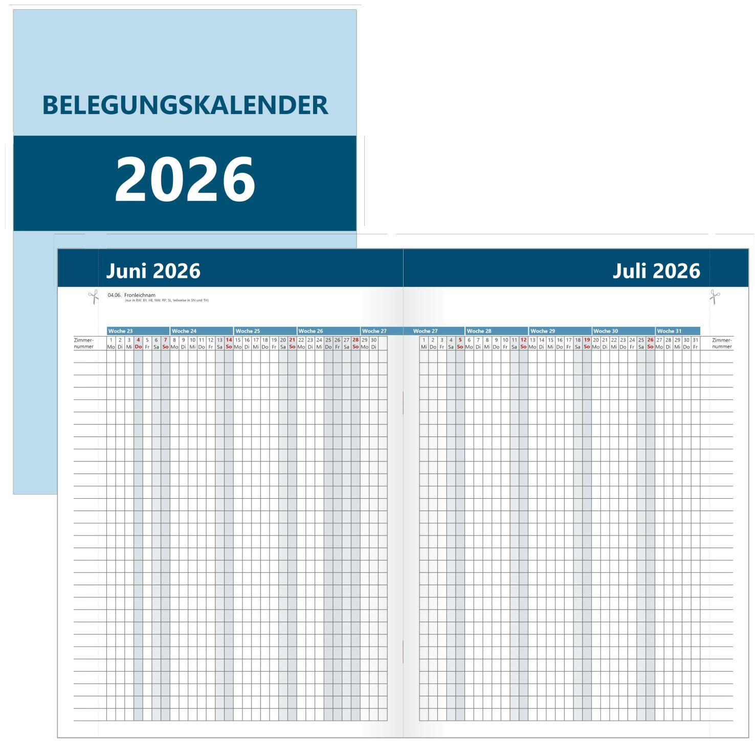 Belegungskalender 2026 als A4 Heft