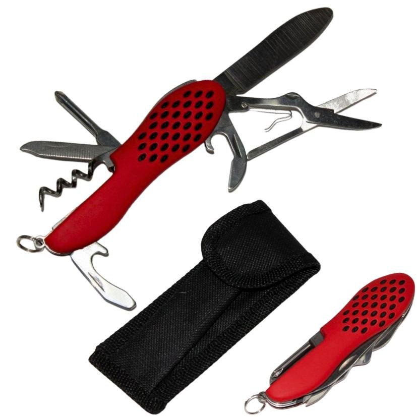 10tlg. Multifunktionstaschenmesser mit Gürteltasche
