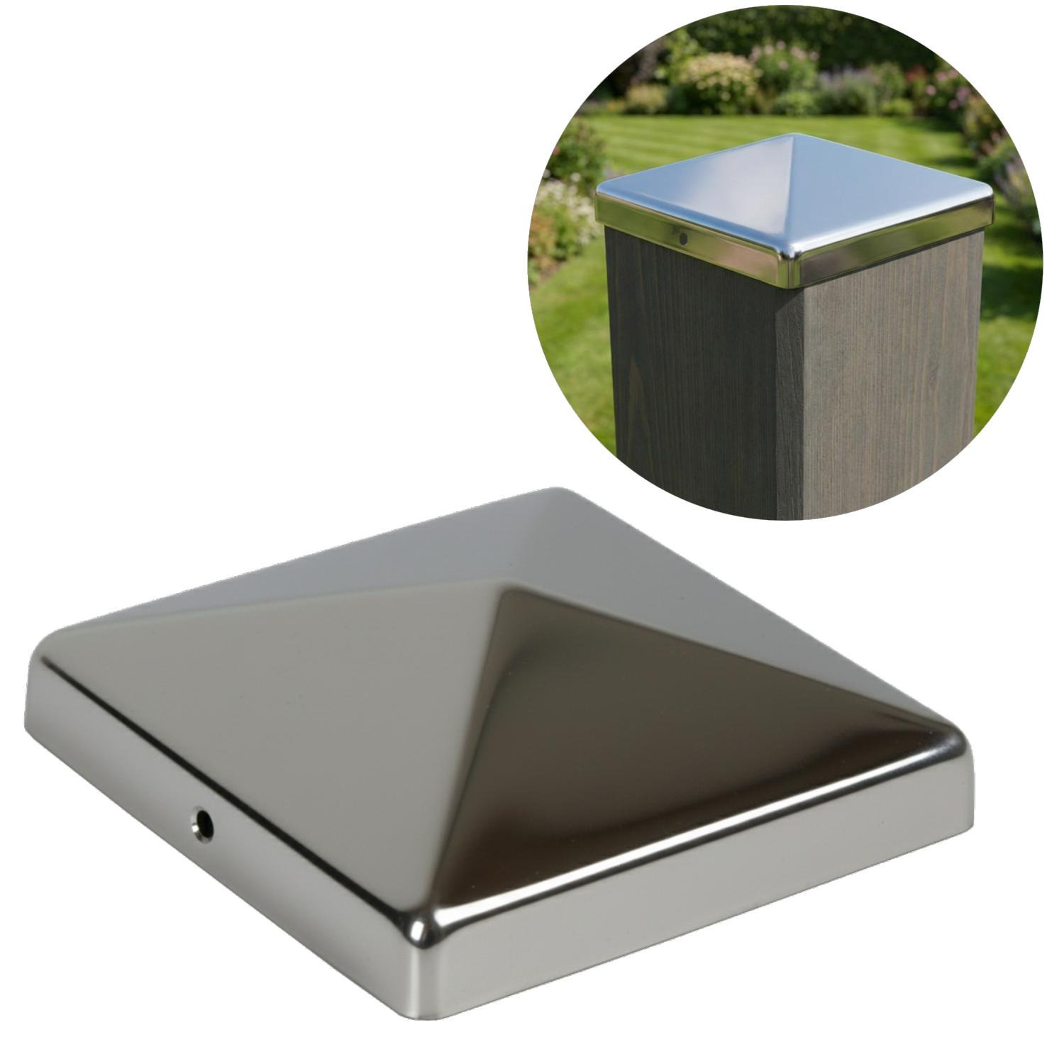 Edelstahl Pfostenkappe für Holzpfosten in Pyramidenform