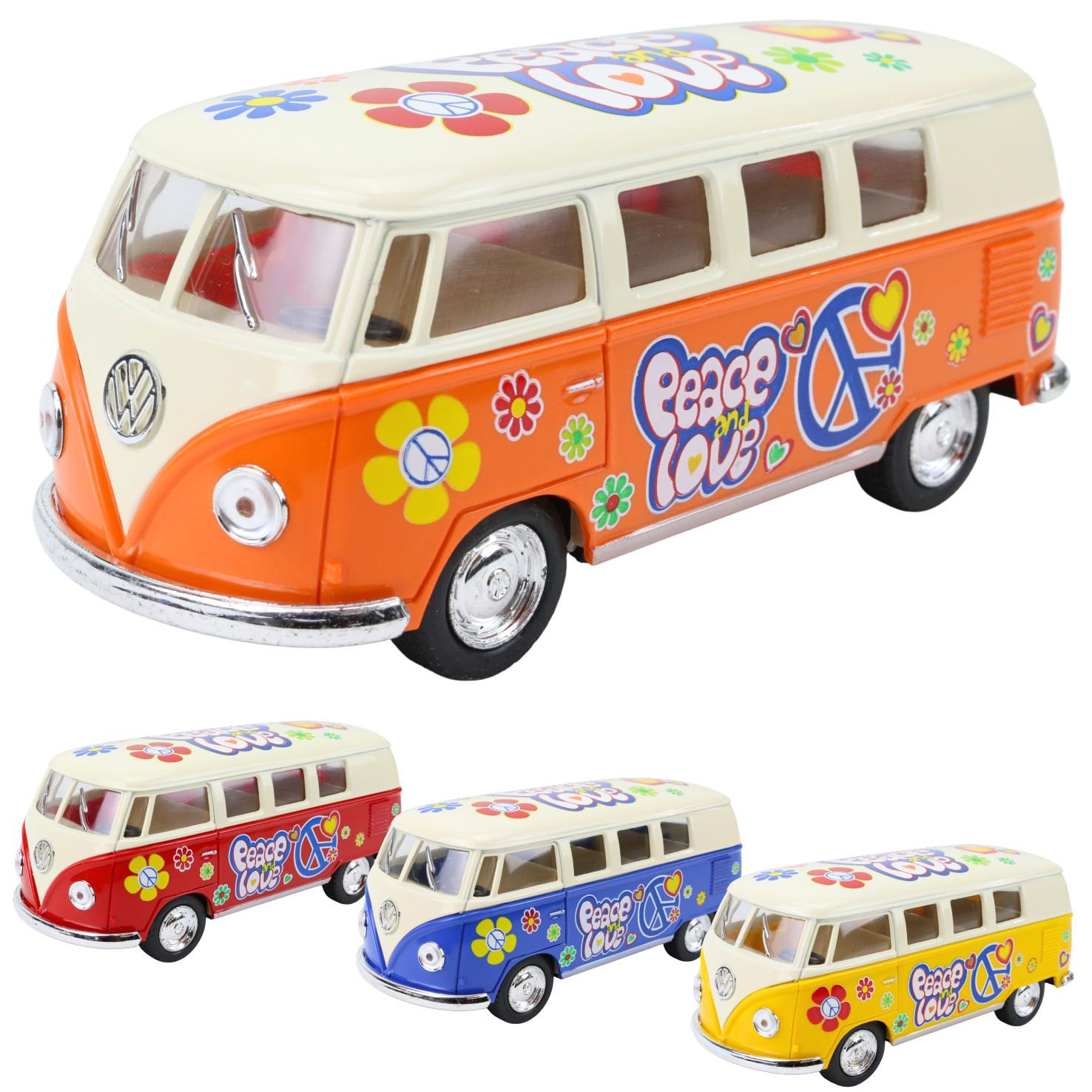 Modellauto VW T1 Bus Flower Power in vercshiedenen Farben