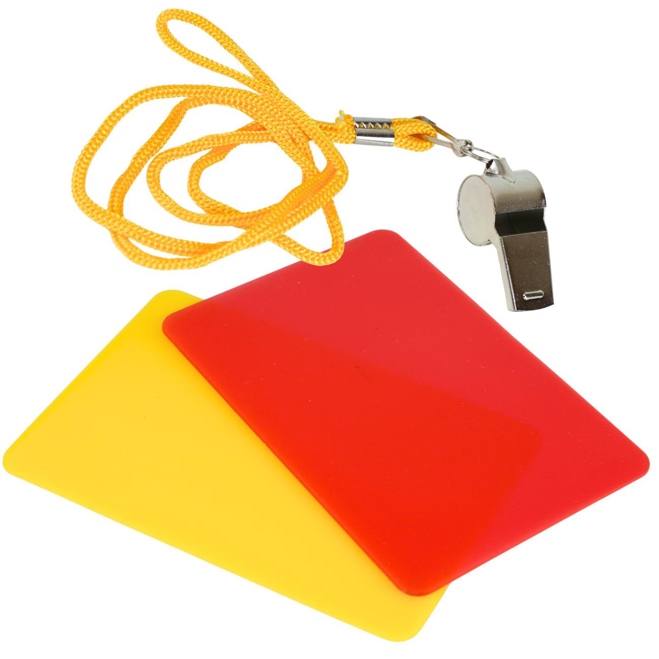 3 teiliges Schiedsrichter Set mit roter und gelber Karte sowie Trillerpfeife