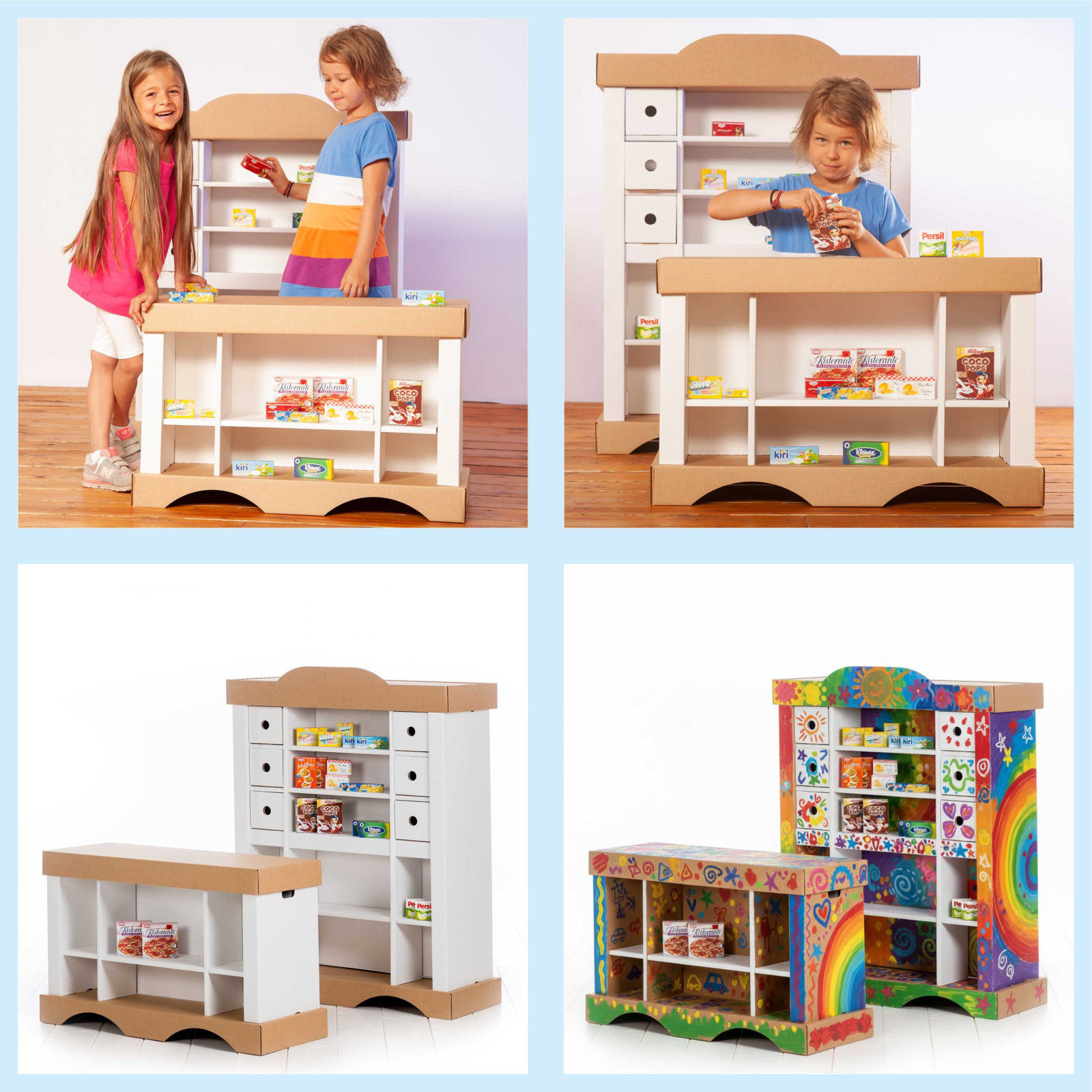 bemalbarer Kinder Kaufladen bestehend aus Theke und Regal