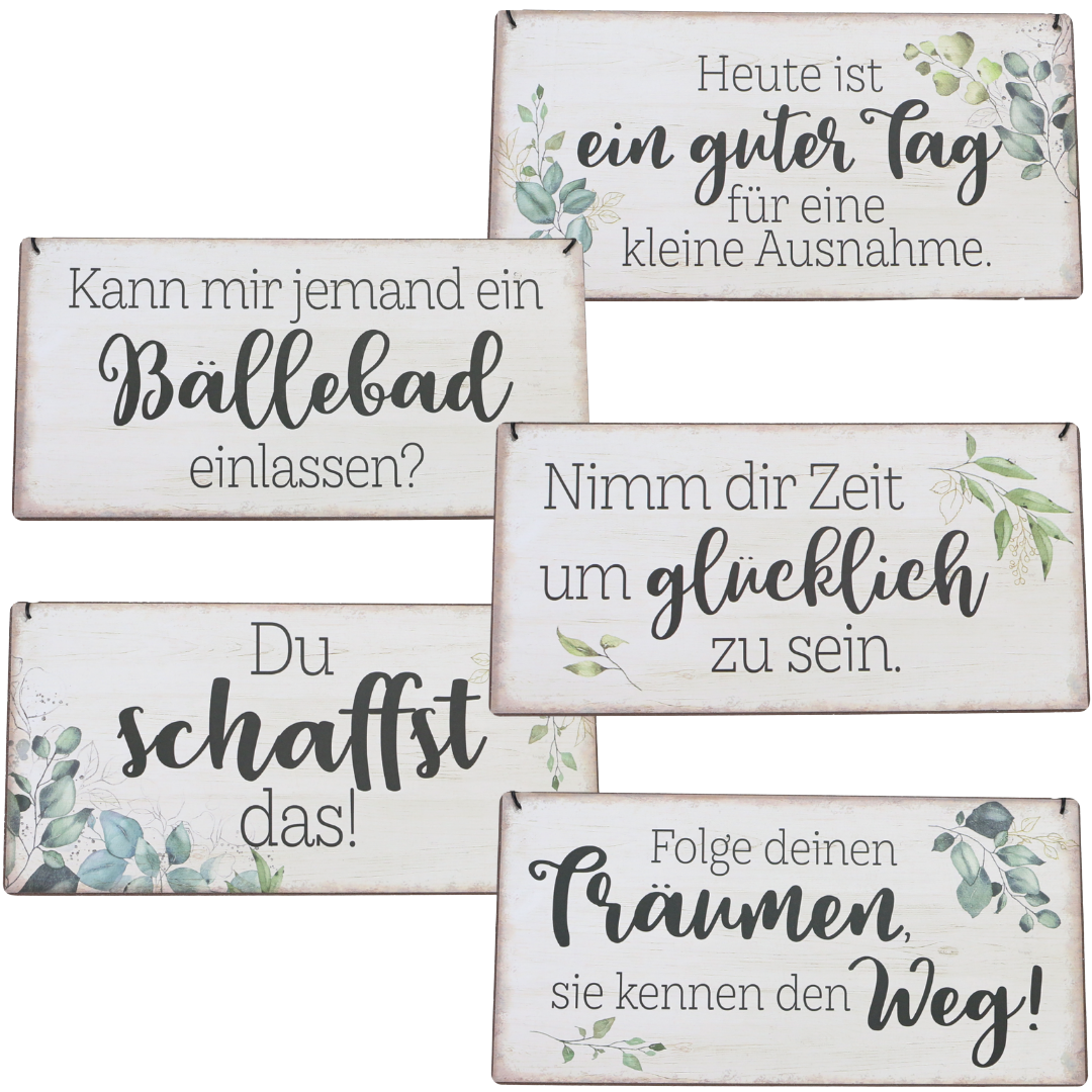 Vintage Dekoschilder mit verschiedenen Sprüchen zur Motivation