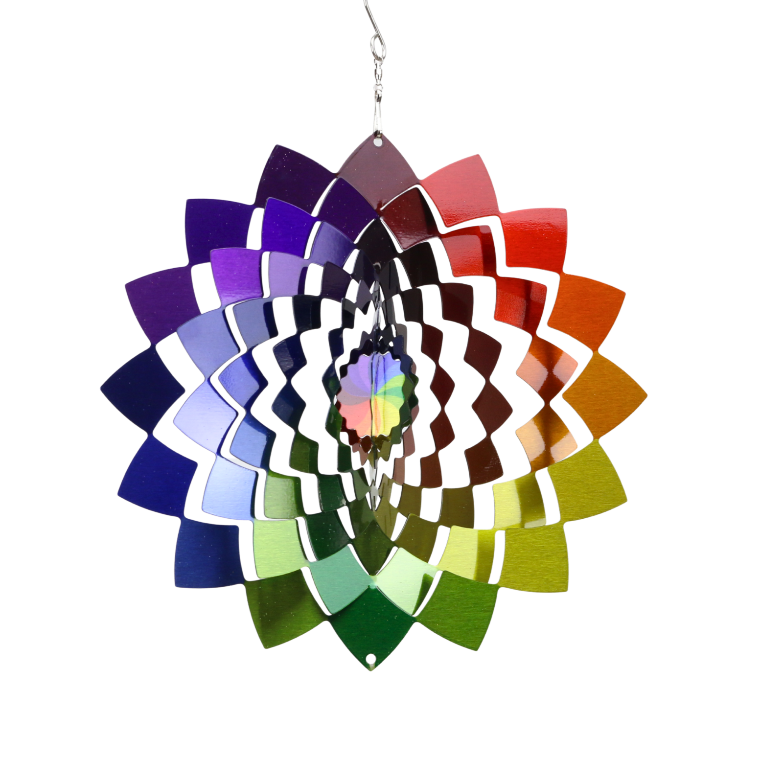 Edelstahl Windspiel in Regenbogenfarben