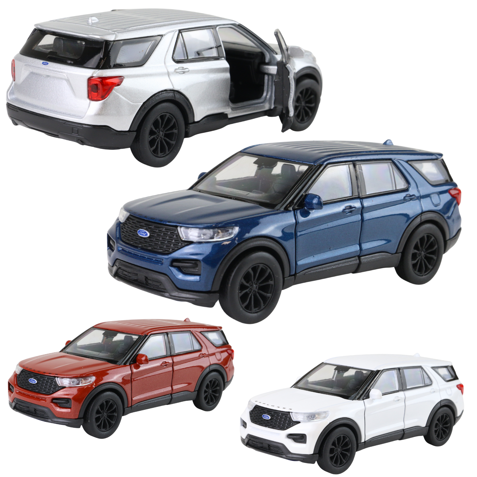 Modellauto Ford Explorer 2023 im Maßstab 1:42 in vier verschiedenen Farben