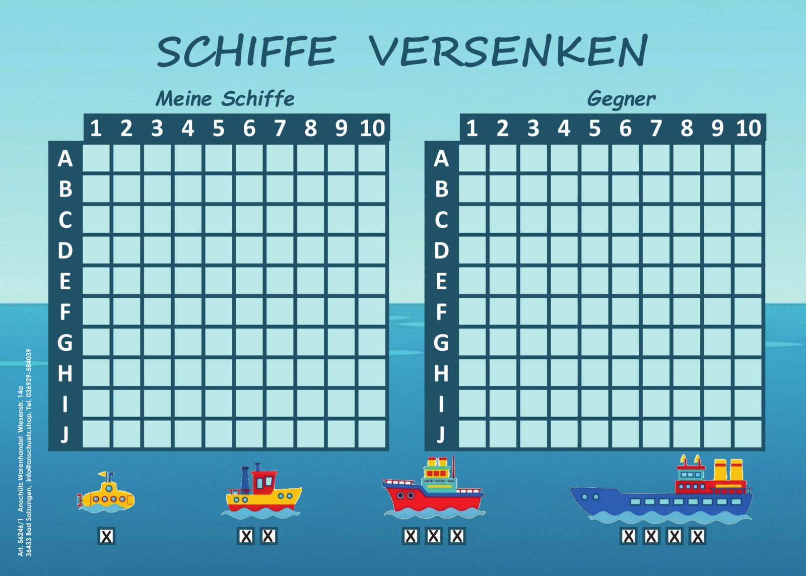 Spielblock Schiffe versenken im A5 Format