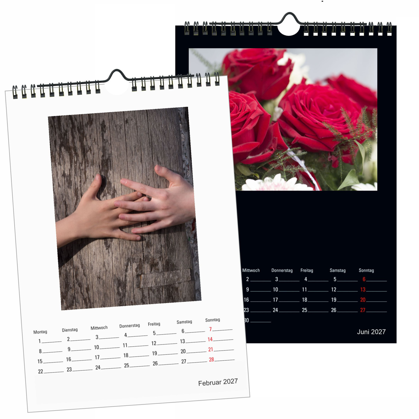 Premium Foto- Bastelkalender 2027 beidseitig verwendbar in schwarz und weiß