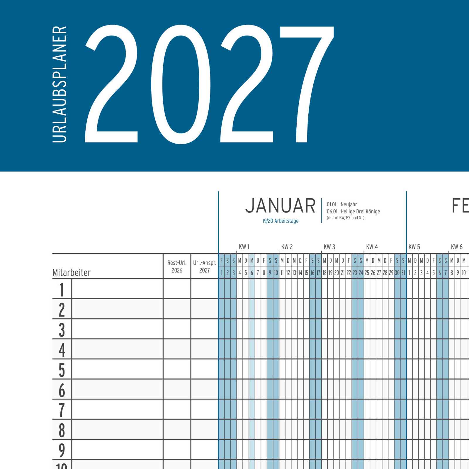 XXL Urlaubsplaner 2027