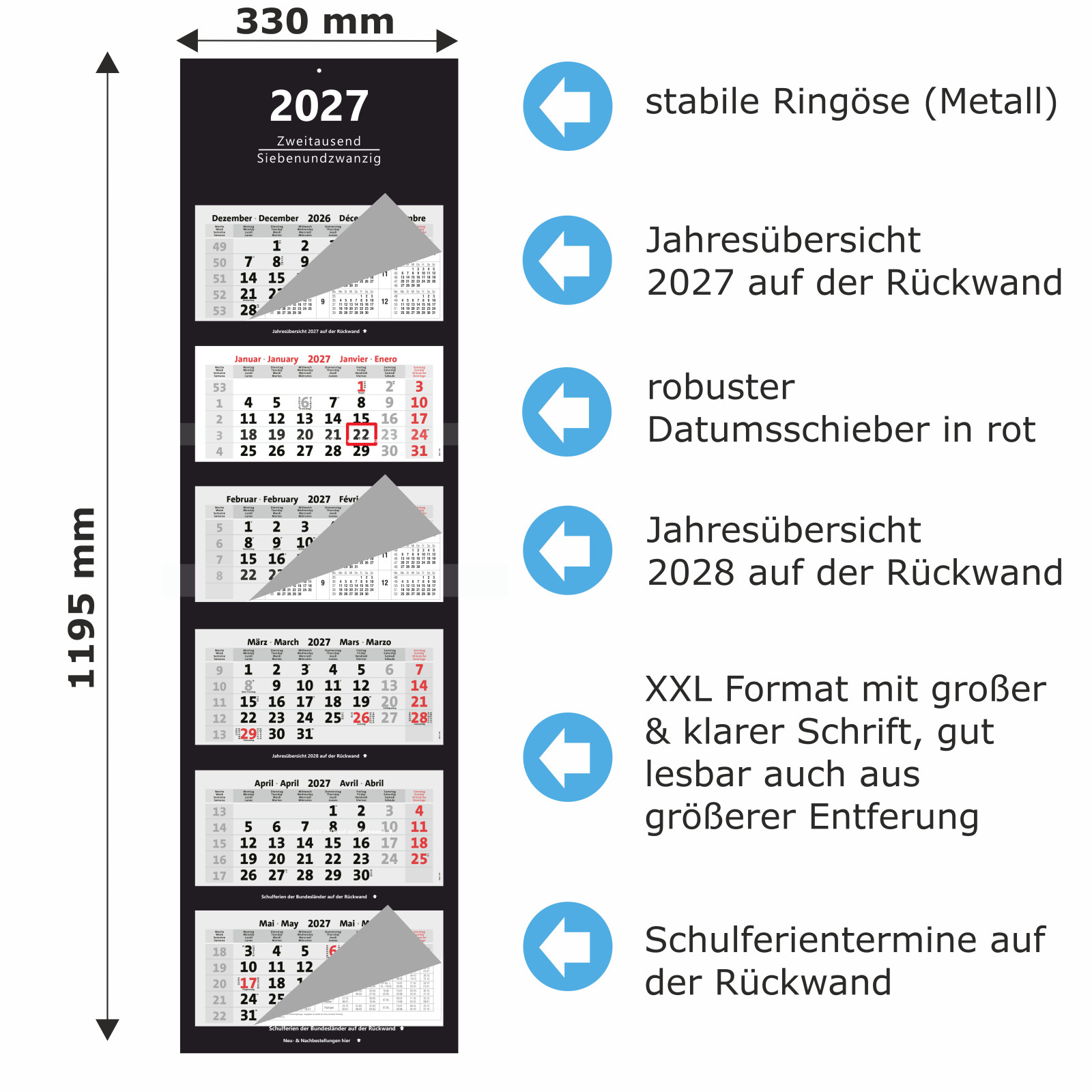 XXL 6-Monatskalender 2027 mit Detailbeschreibung