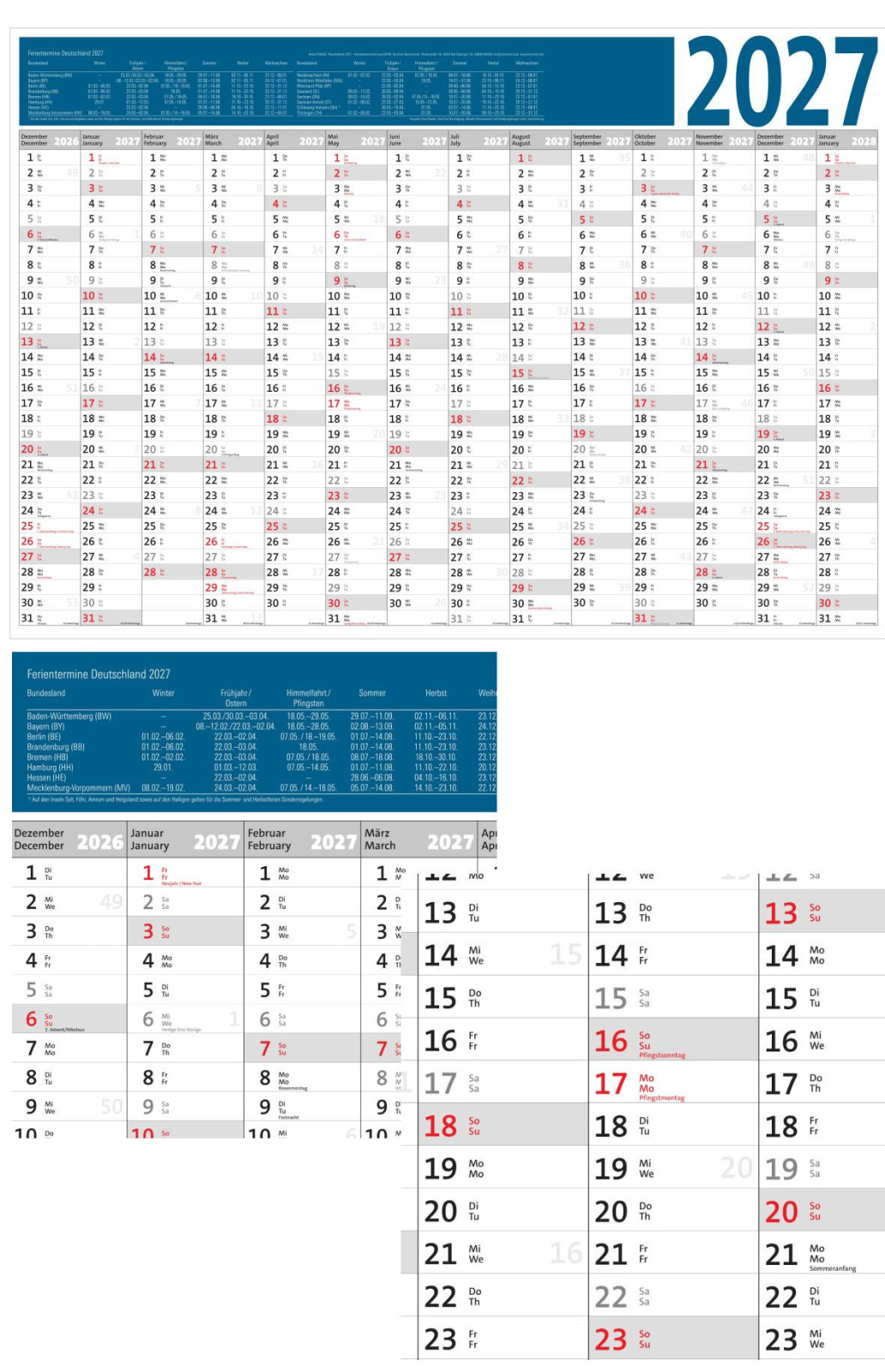 XXL Jahresplaner 2027 als Plakatkalender