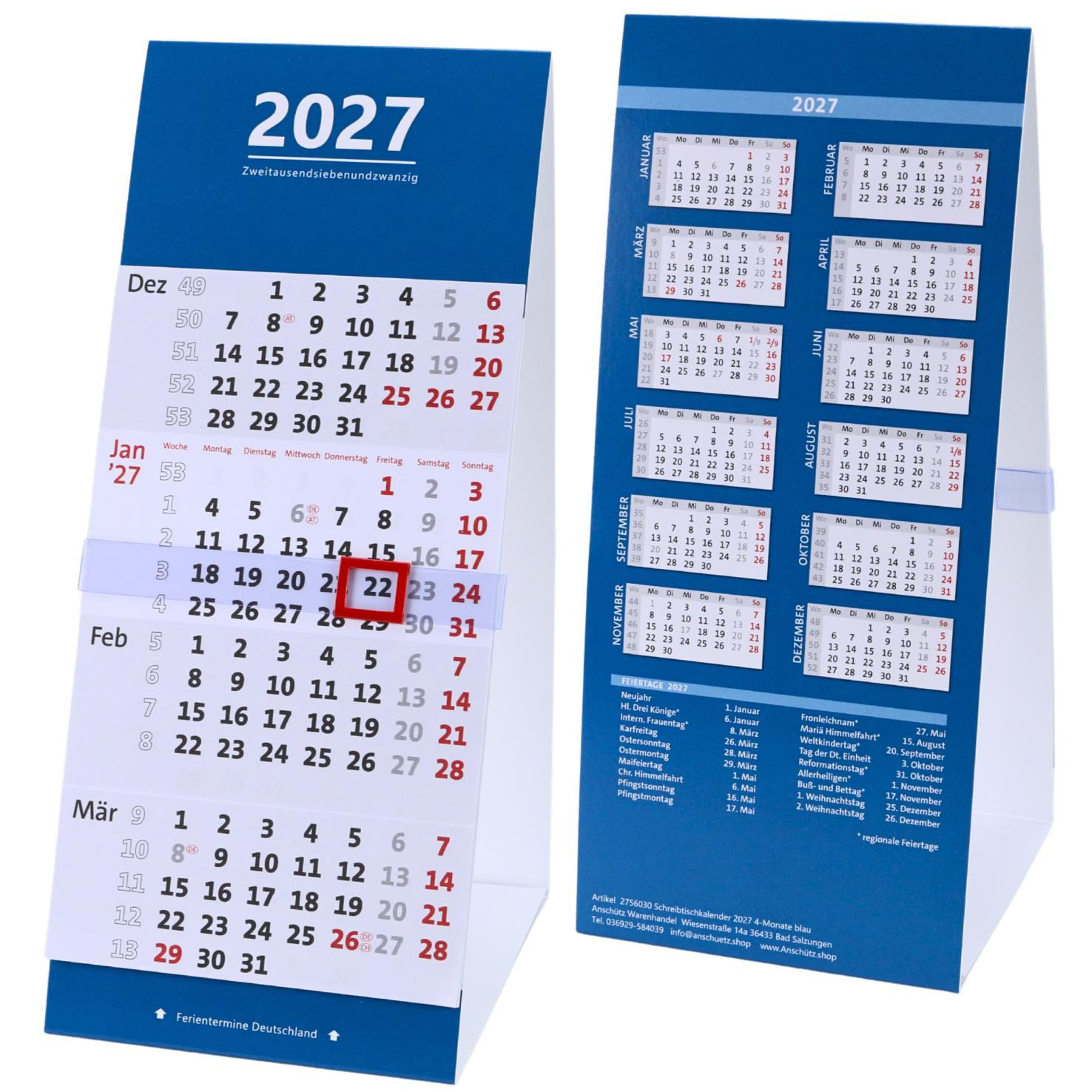 Tischkalender 2027 zum Aufstellen