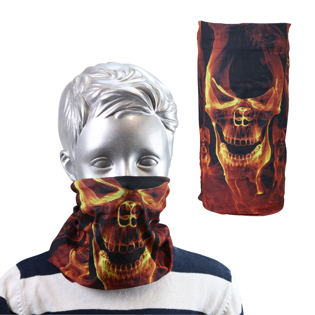 Multifunktions Schlauchtuch mit Totenkopf-Flammen-Design