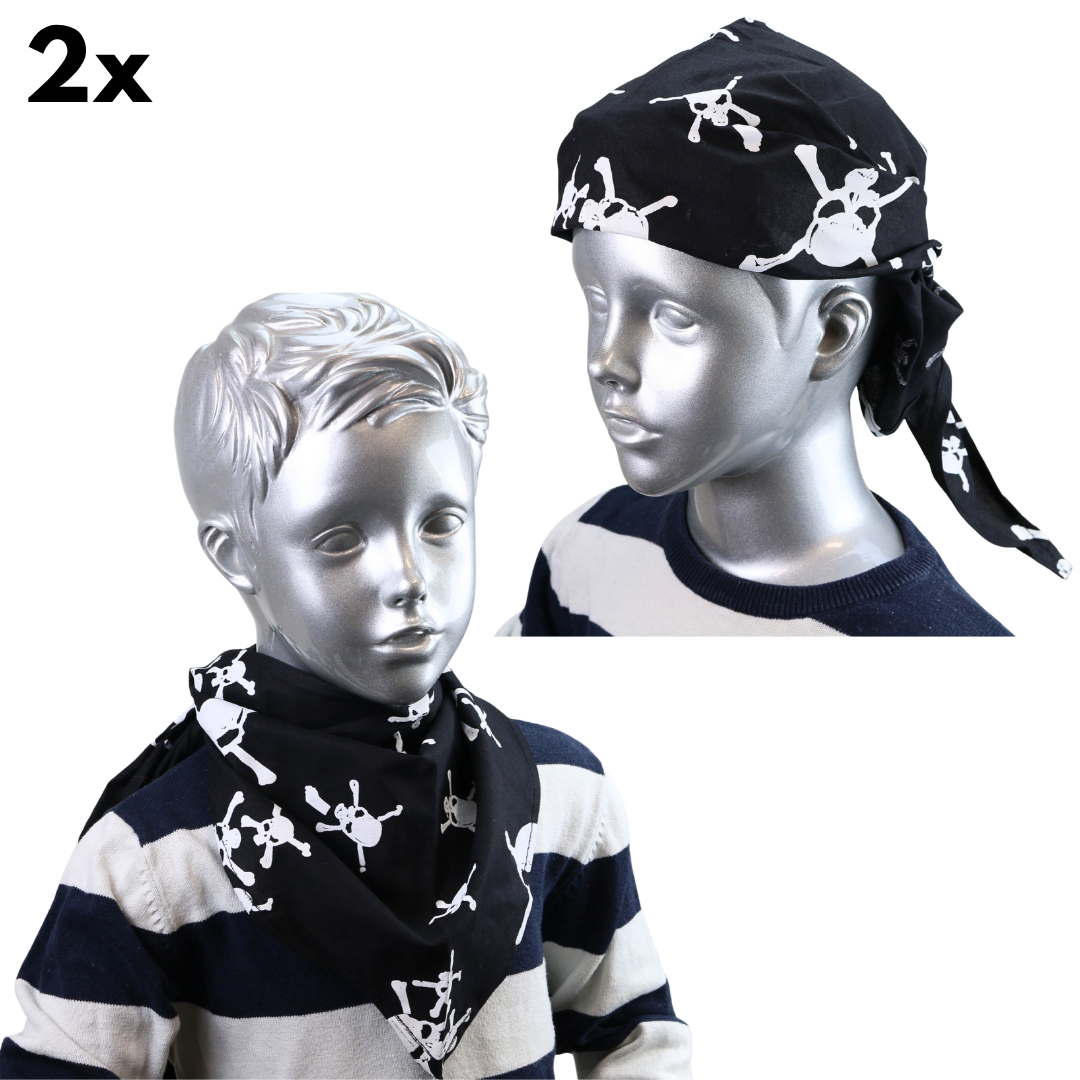 2er Set Dreieckstuch mit Piratenmotiv