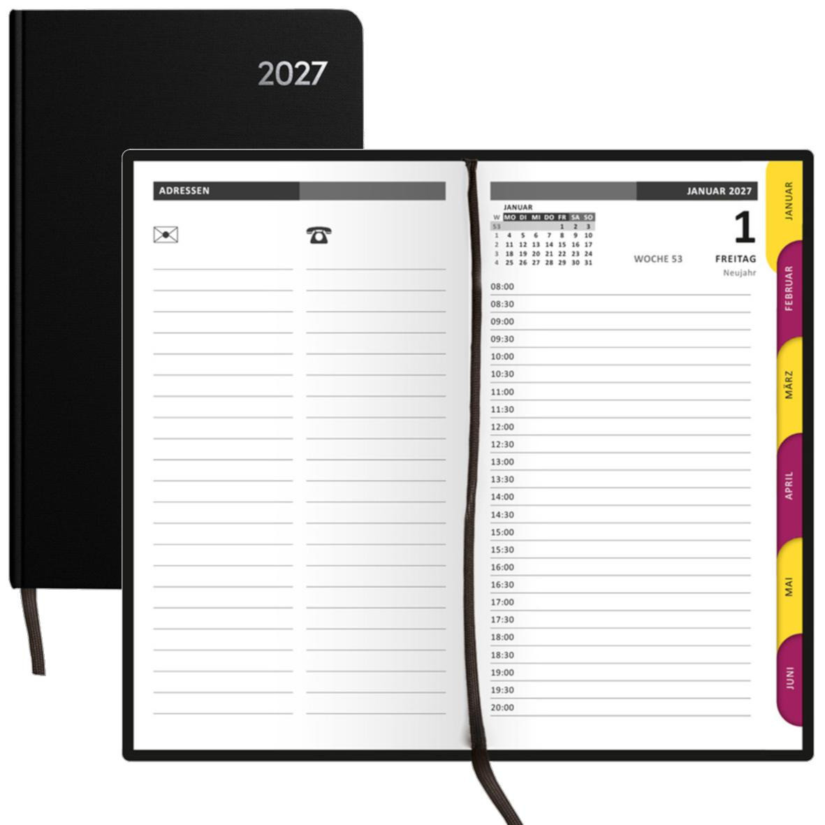 Handwerkerkalender 2027 mit schwarzem Einband